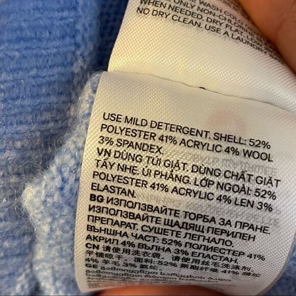 H&M Conscious Wool-Blend Sweater Rhinestone Buttons Blue M - Picture 9 of 11